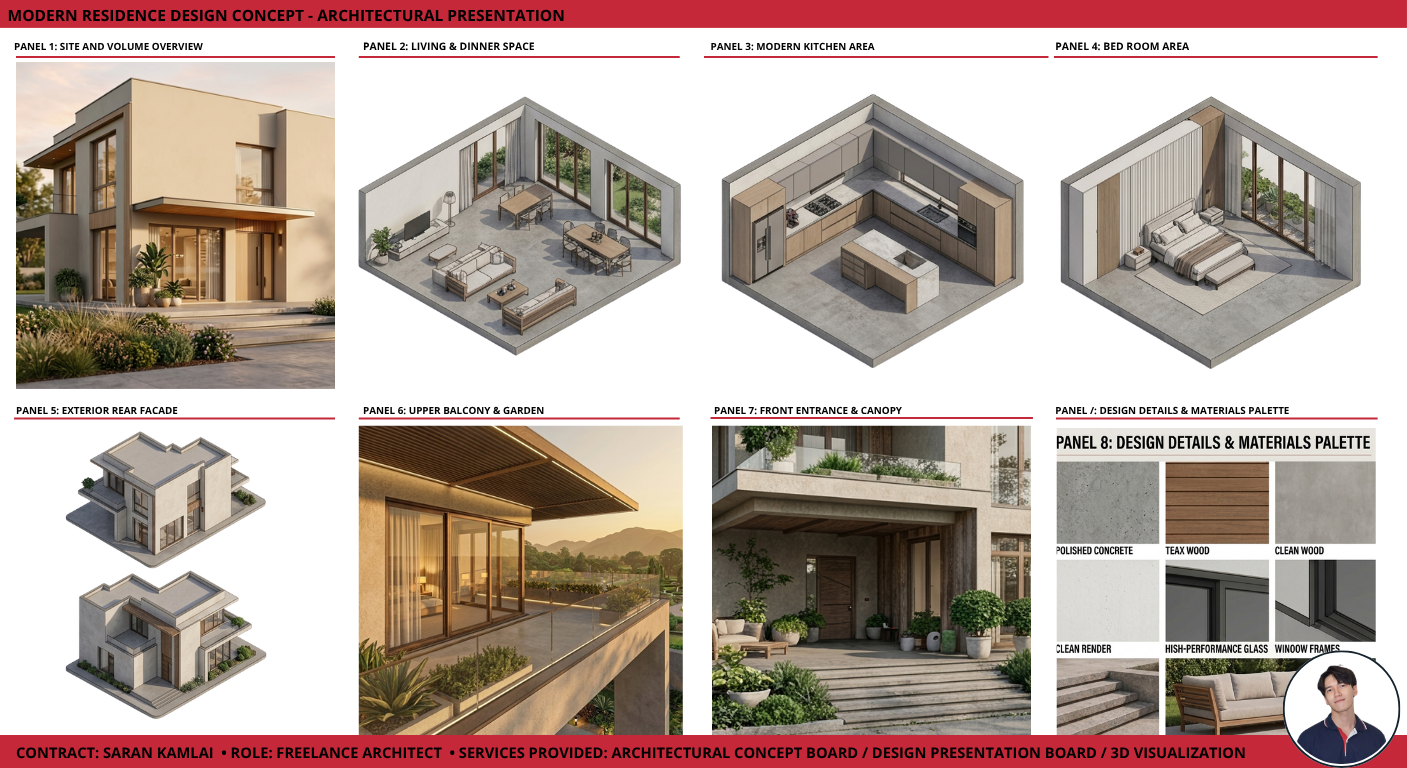 Modern Residence — Full Presentation Board